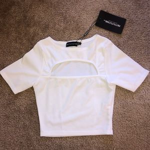 BRAND NEW PRETTY LITTLE THING CUT OUT CROP TOP
